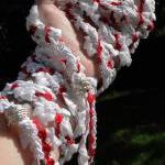 Handfasting Cord In Red, White And Silver, With..