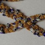 Handfasting Cord In Purple And Gold, With Satin..