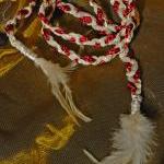 Handfasting Cord In Burgundy And Gold, With Cream..