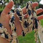 Handfasting Cord In Cream And Navy Blue, With..