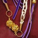 Handfasting Cord In Purple, Gold And Cream, With..