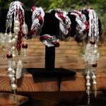 Handfasting Cord In Silver, White And Burgundy..