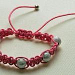 Pink Shambala Bracelet With Silver Stardust Beads,..