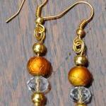 Gold Earrings With Crystal Detail And Looped Top,..